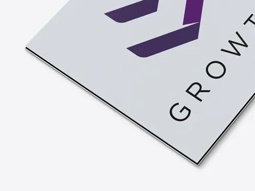 A close up image of a printed composite aluminum material.