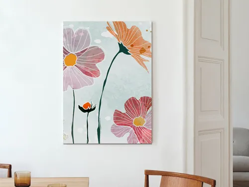 Decorative PVC sign with a soft pastel design, featuring elegant floral artwork and displayed in a stylish indoor setting for aesthetic appeal