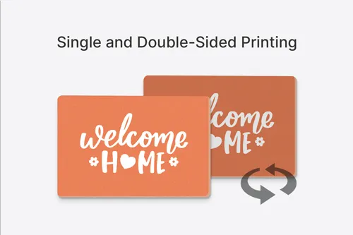 Two wooden signs with Welcome Home on an orange background, showing print differences.