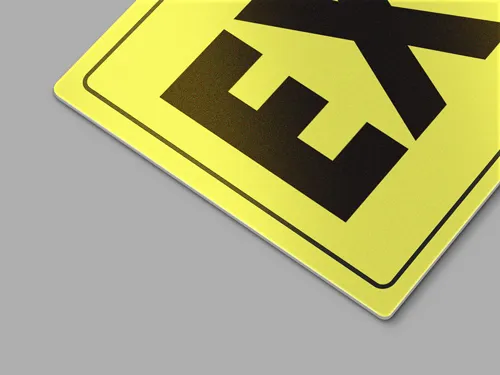 A close up image of a printed reflective aluminum material.