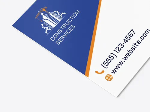 Construction Services styrene sign displaying contact details and logo.