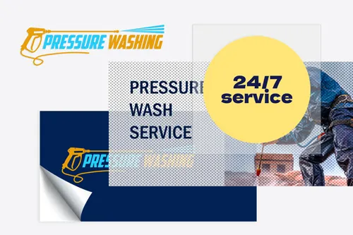 Pressure Wash Service truck decal with perforated, opaque, and clear decal types.
