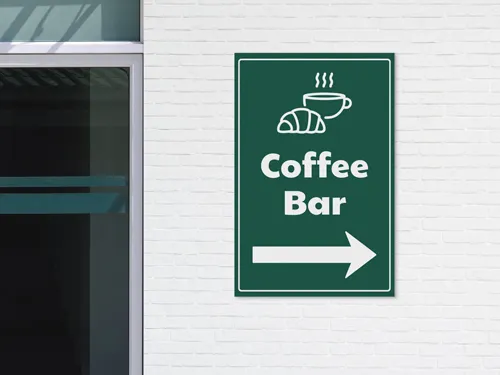 Directional PVC sign with a modern layout, featuring clear icons and text for easy navigation in offices, hospitals, or public buildings