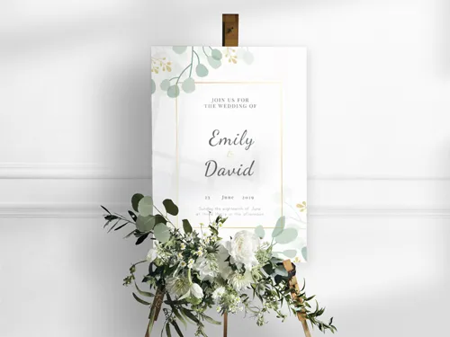 Wedding acrylic sign with elegant, custom lettering and a sleek, modern design. Durable and perfect for indoor or outdoor use at wedding venues