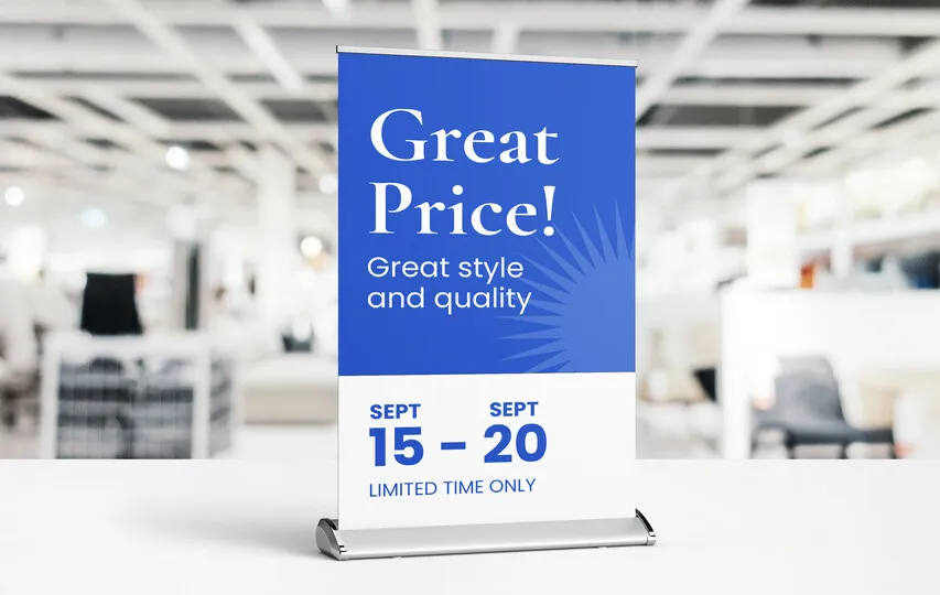 Blue Promotional Tabletop Retractable Banner