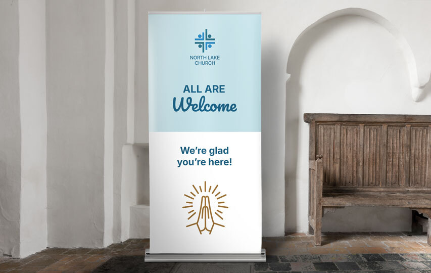 Church lobby retractable banner