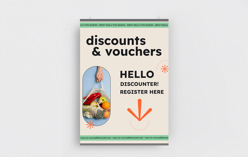 Discounts Vouchers Snap Hanging Poster