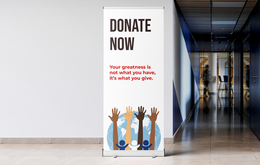 Donation campaign retractable banner