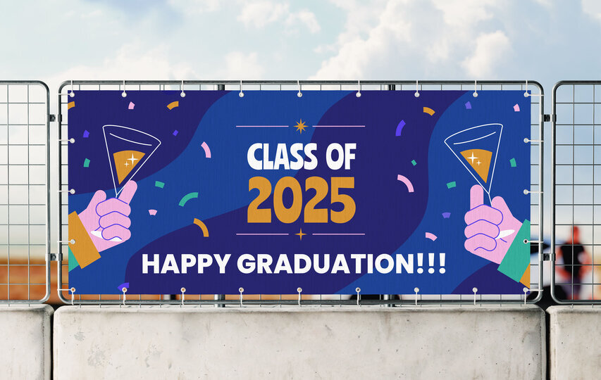 Fabric Banner Blue Graduation