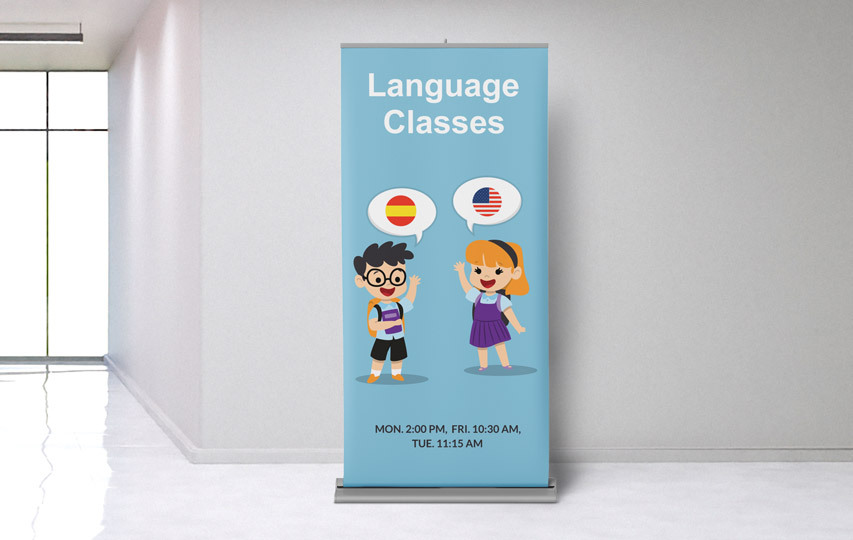 Language classes retractable banner