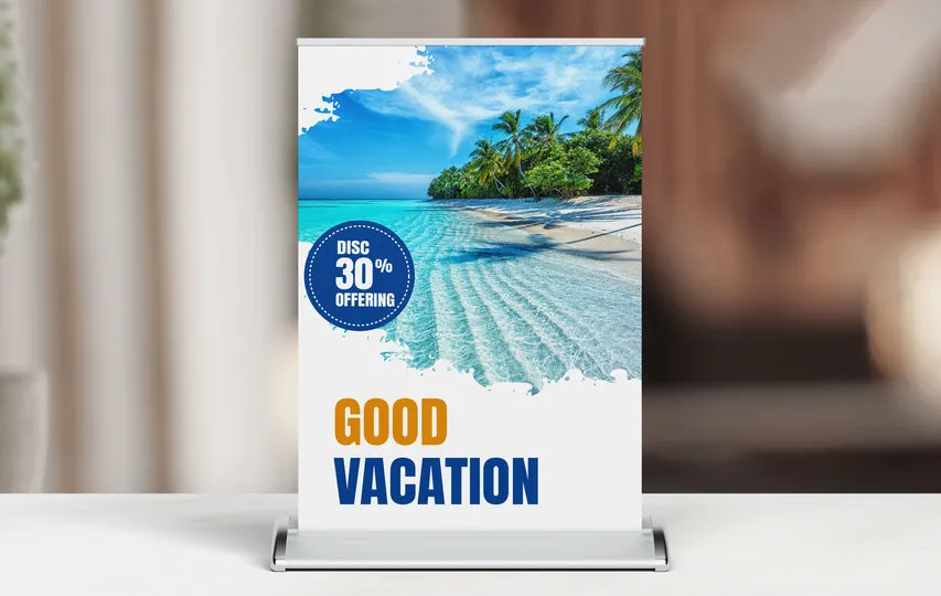 Vacation Themed Tabletop Retractable Banner