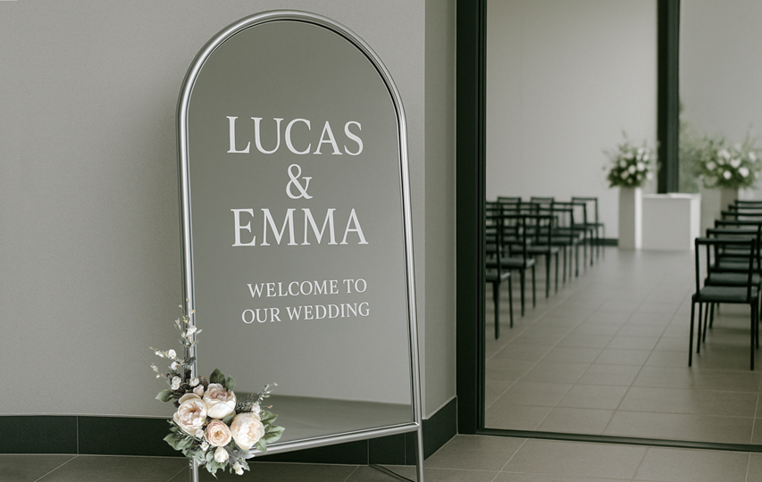 Wedding Welcome Message Vinyl Lettering