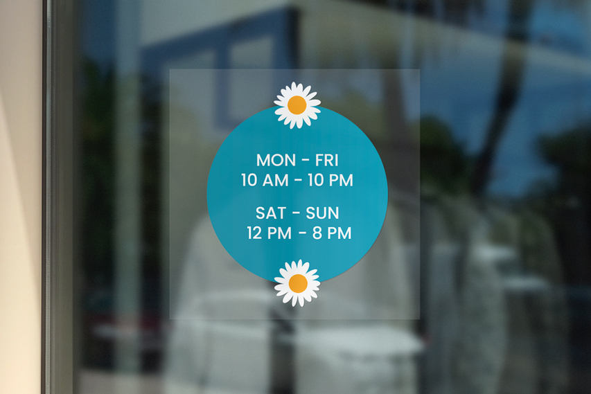 Window Cling For Operating Hours