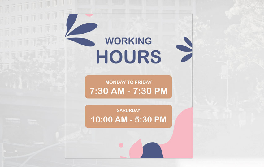 Working Hours Window Decal